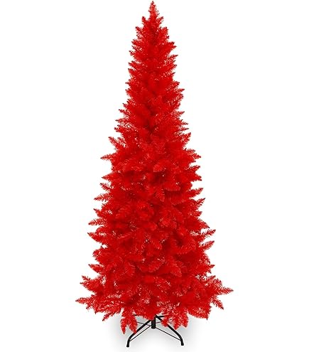 Amazon.com: KI Store Flocked Red Christmas Tree 6ft Artificial